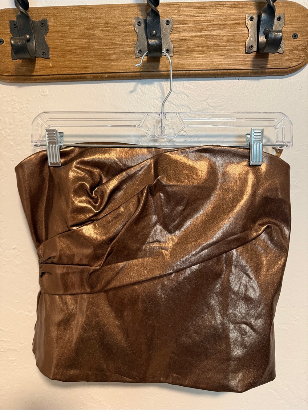 Zara Metallic Copper Brown Strapless Tank Top